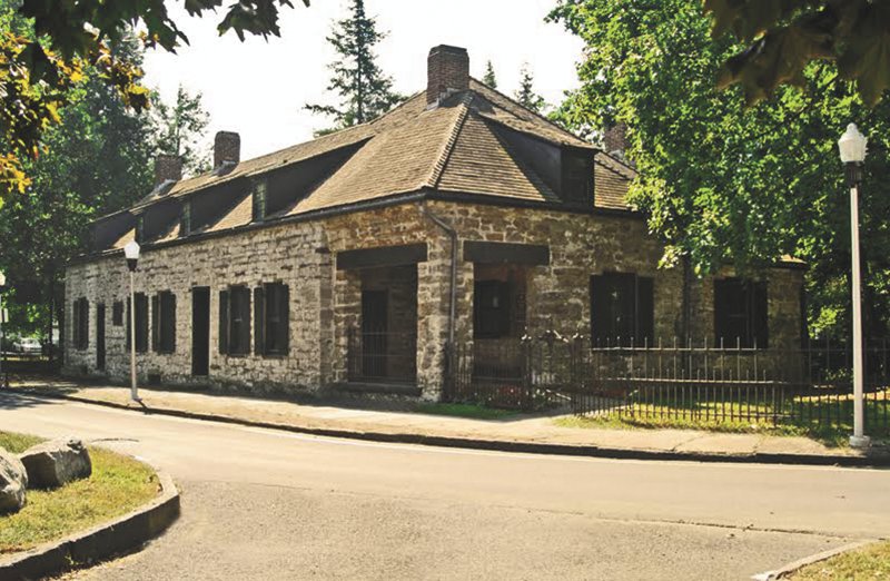The Senate House State Historic Site. Exterior street view of the simple stone house in Kingston where New York's first Senate met in the fall of 1777